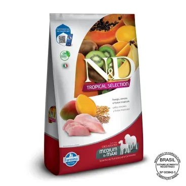 Racao N-D Tropical Selection Caes Adultos Medium e Maxi Frango com selo